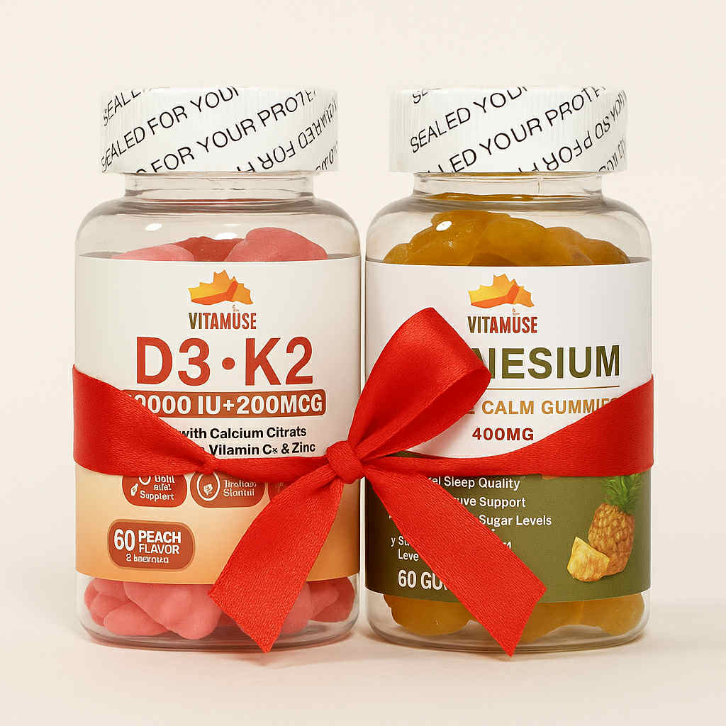 Vitamuse Wellness POWER Duo – D3+K2 & Magnesium Glycinate
