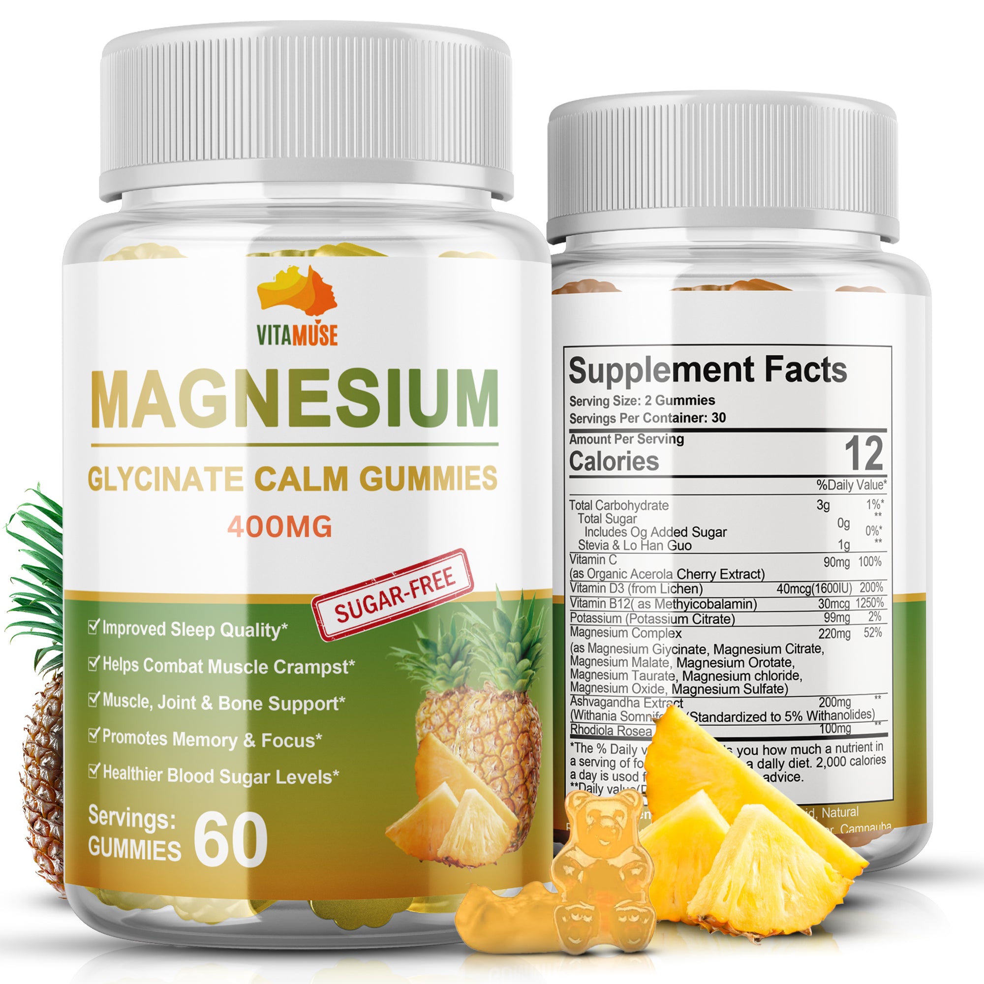 Magnesium Glycinate Calm Gummies, Sugar Free, 60 Count