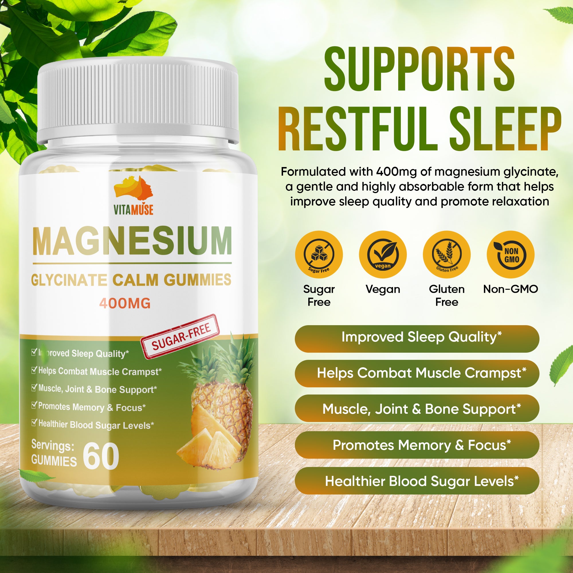 Magnesium Glycinate Calm Gummies, Sugar Free, 60 Count