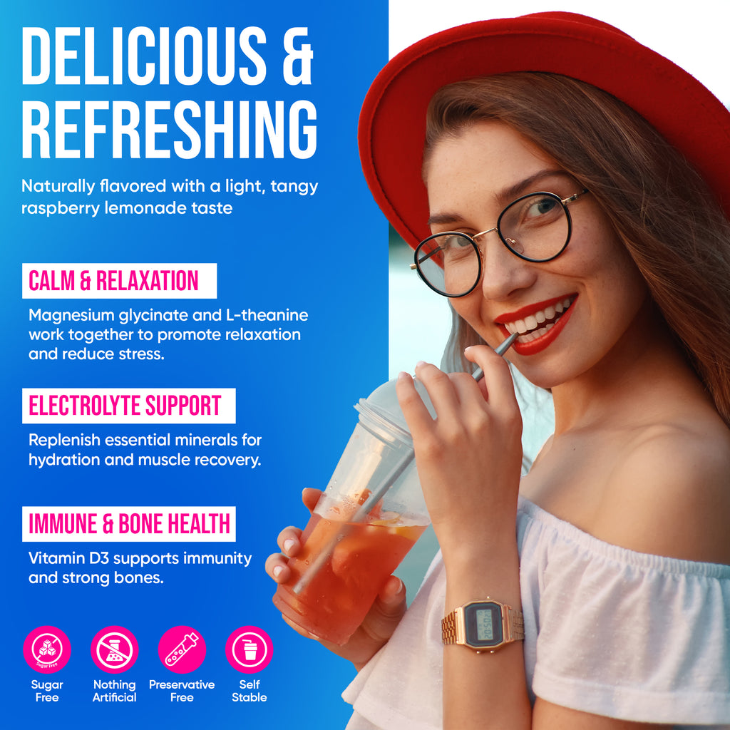 VITAMUSE Magnesium Powdered Drink Mix – Raspberry Lemonade (20 Pack)
