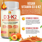 D3 K2 Gummies, 60 Count, Supports Bone, Heart Health