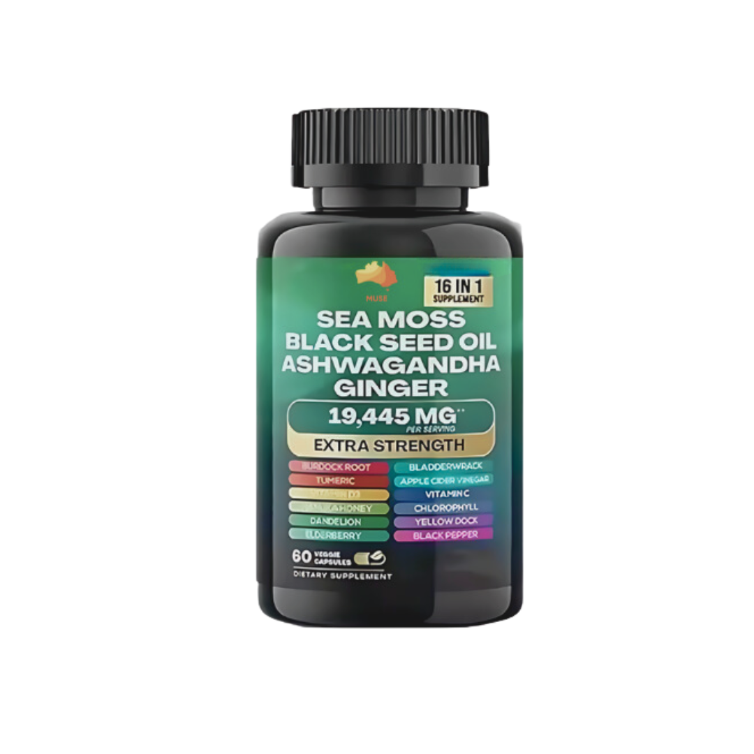 Sea Moss, Black Seed Oil, Ashwagandha, Ginger, Shilajit