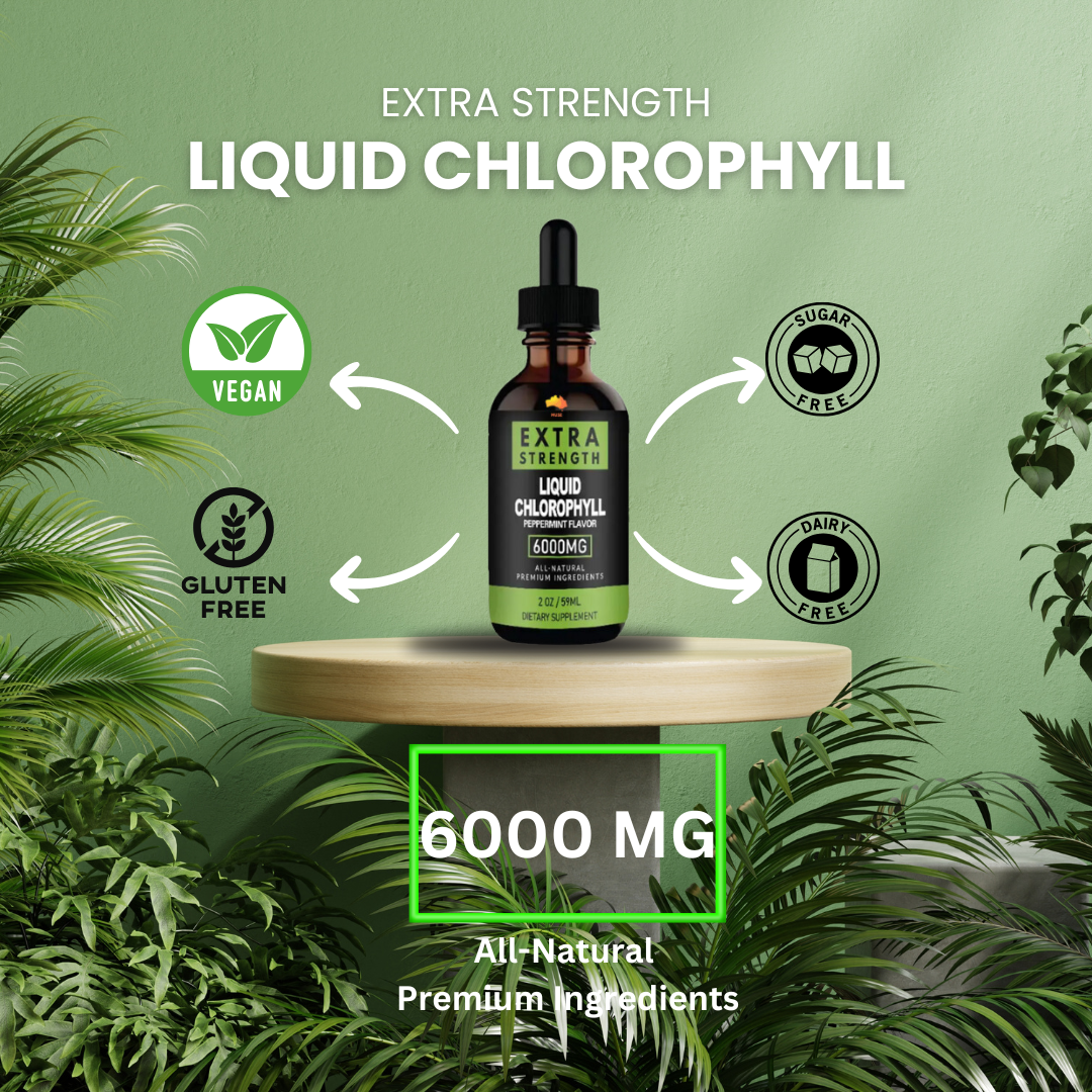 Chlorophyll Liquid Drops 6000 mg - Fast Detox Non-GMO, Vegan