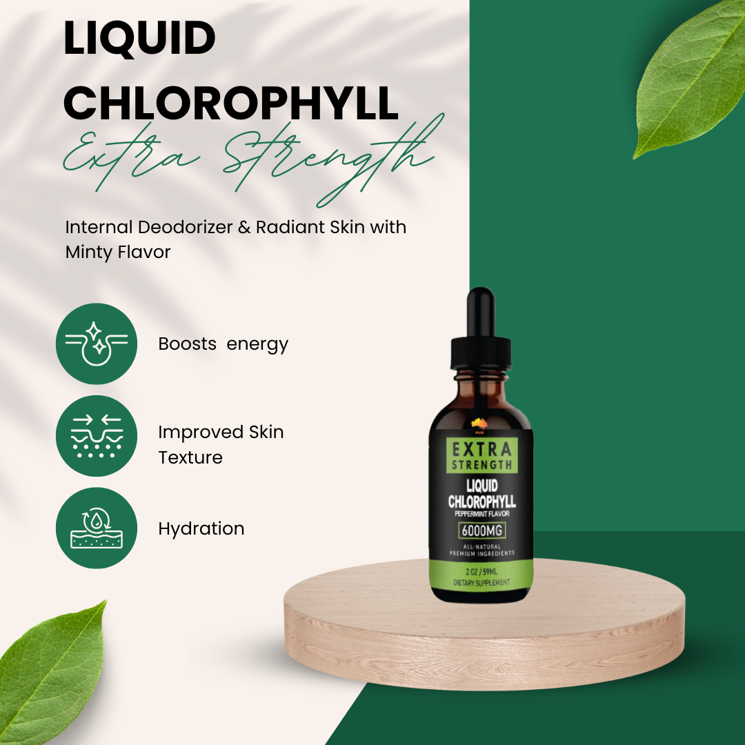 Chlorophyll Liquid Drops 6000 mg - Fast Detox Non-GMO, Vegan