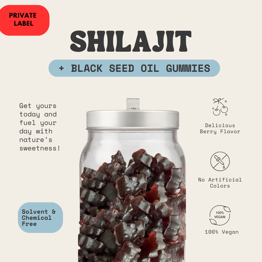 Private Label Shilajit Gummies Shilajit Resin Organic Gummies hot selling Shilajit Gummies 60 black bear