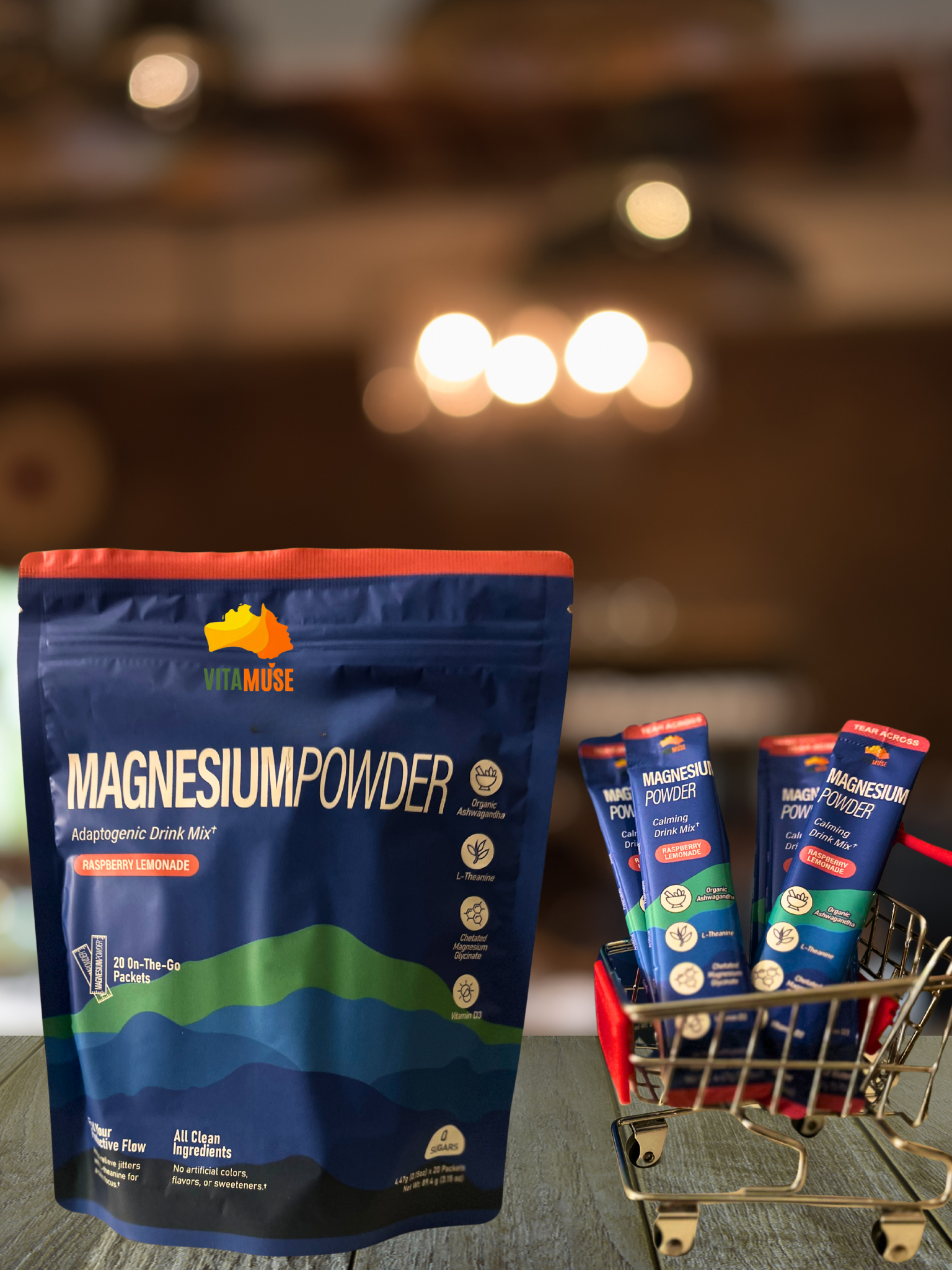 VITAMUSE Magnesium Powdered Drink Mix – Raspberry Lemonade (20 Pack)